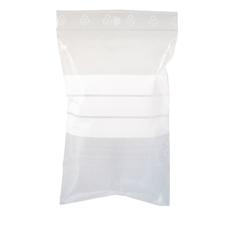 Sachet zip de conditionnement blanc et transparent 10x15cm par 100